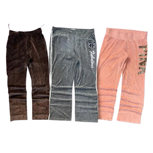 Y2K Branded Velour Sweatpants – 9-Piece Bundle