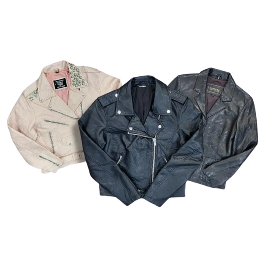 Y2K Vintage Leather Jackets – 8-Piece Bundle