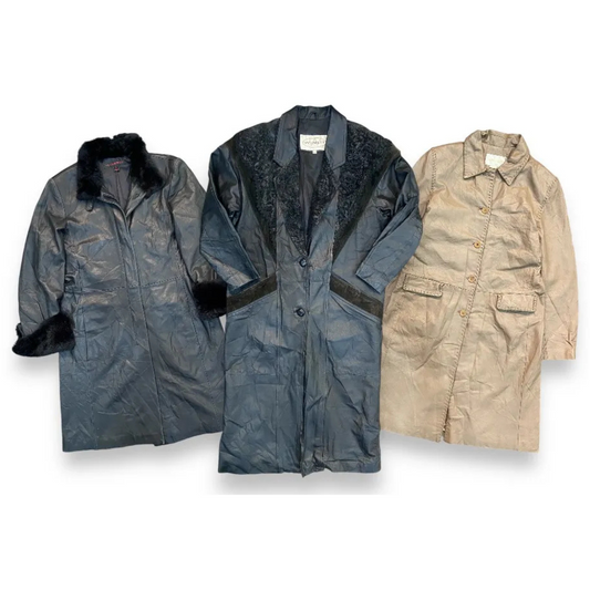 Vintage Leather Long Coats – 10-Piece Bundle