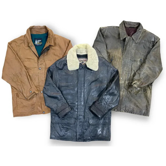 Vintage Leather Long & Short Coats – 9-Piece Bundle